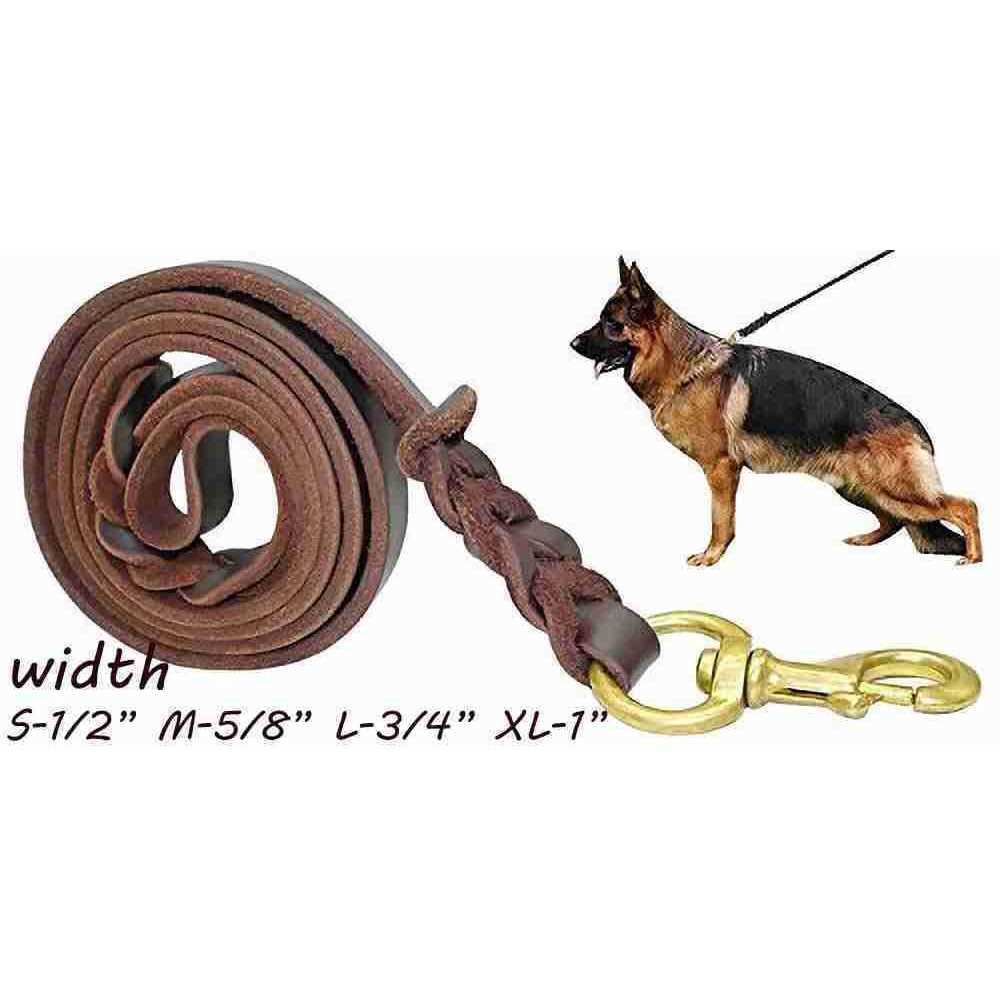 Leather Dog Leash 6 Foot Braided Heavy Duty Training Leash G949