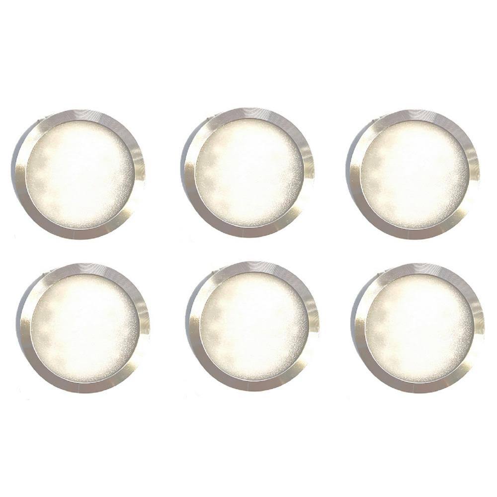 6 Pack Dimmable Hardwired Under Cabinet LED Puck Light Kit 3000K Soft White Silver Y7882