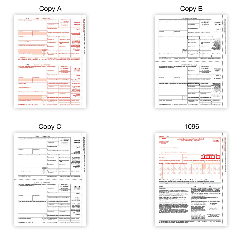 Laser Tax Forms And Envelopes, 4-Part, 2-Up, 8-1/2" x 11", Pack Of 10 Form Sets Y470