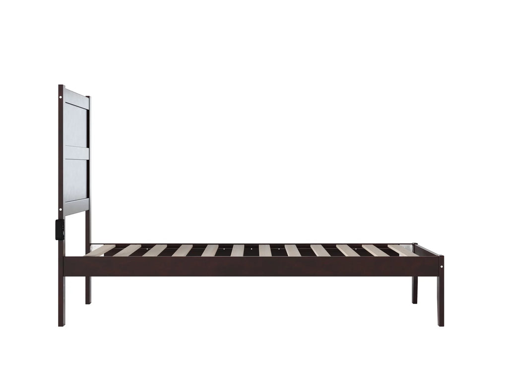 Twin Wood Platform Bed Frame with Panel Headboard D757