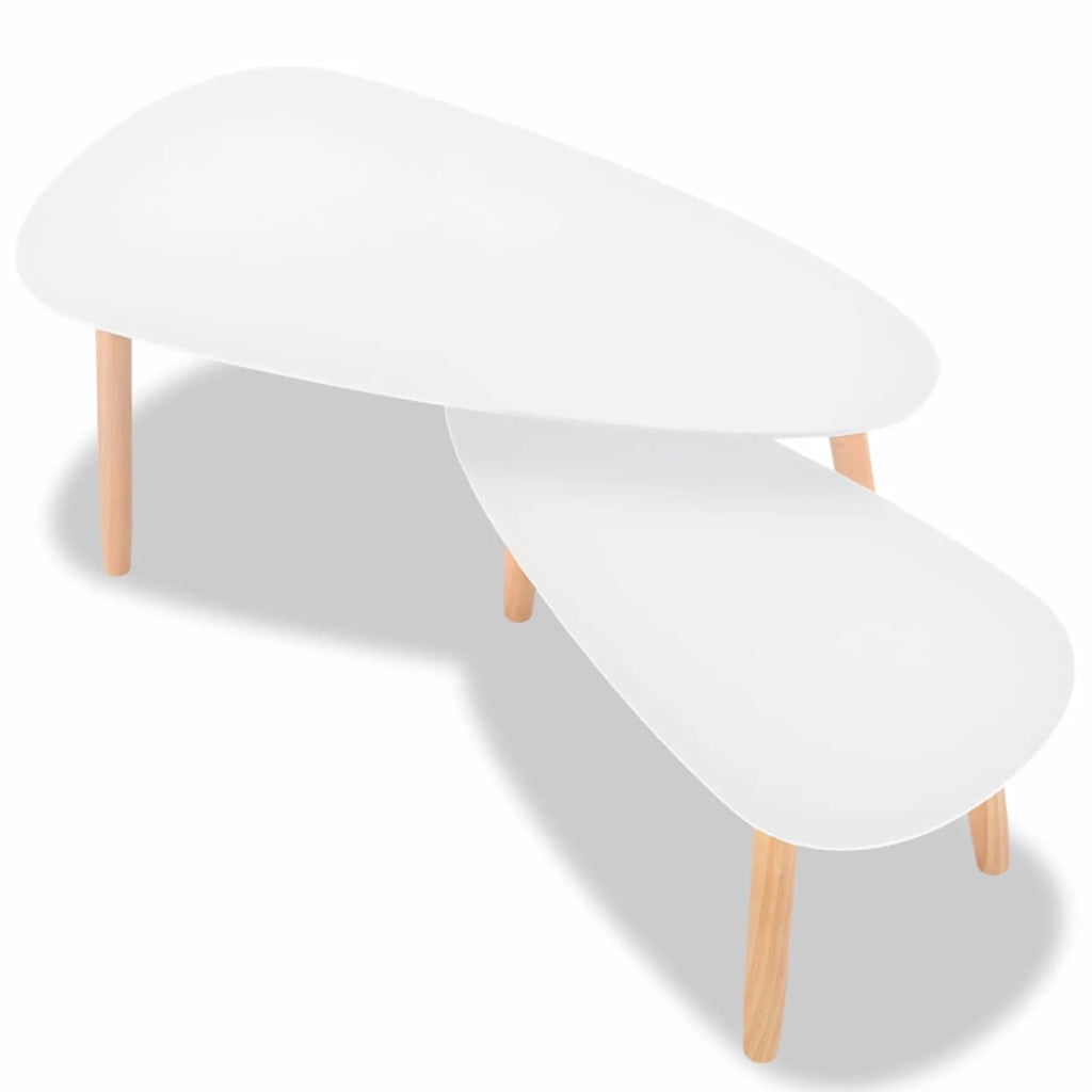 White 2 Piece Solid Pinewood Coffee Table Set A28980
