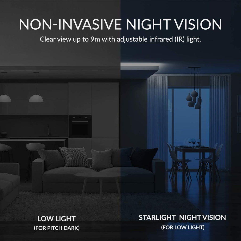 2K Indoor Security Camera with Night Vision, 2-Way Audio, 360-degree, 2PC J20153