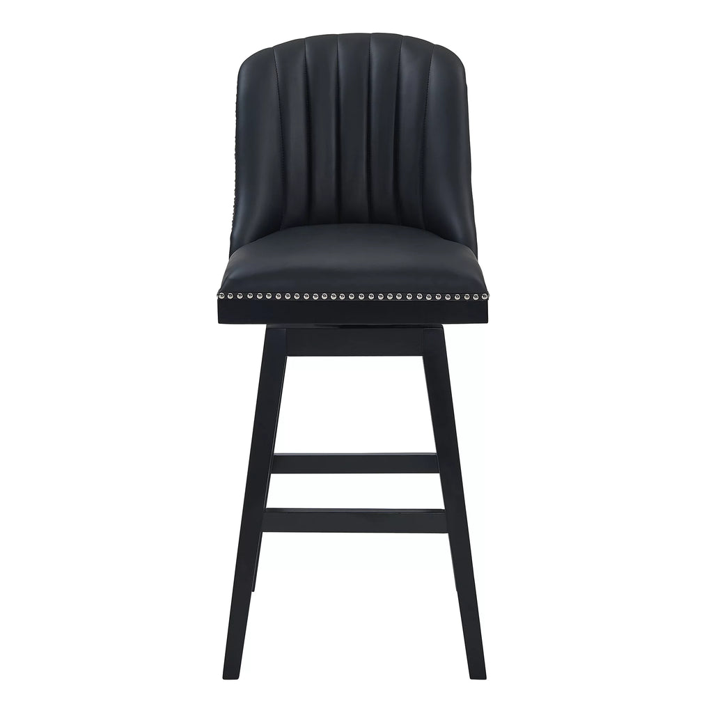 Black Faux Leather & Wood Swivel Counter Stool B26528
