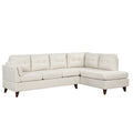 Beige Linen Fabric L-Shape Sectional Sofa with Chaise Lounge Z879855