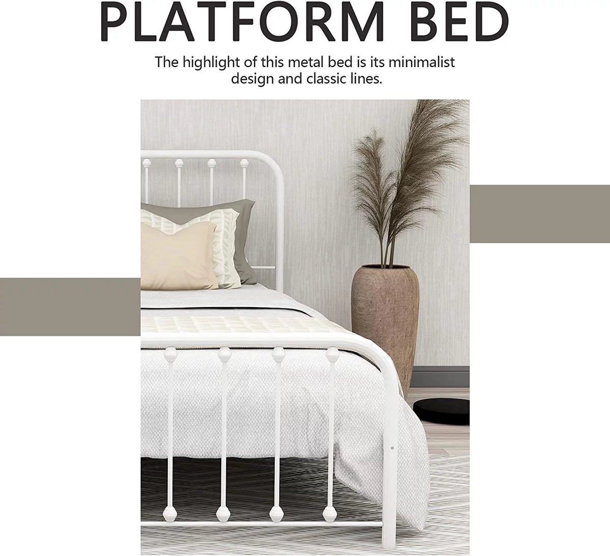 Sturdy Metal Platform Twin Bed Frame Y940