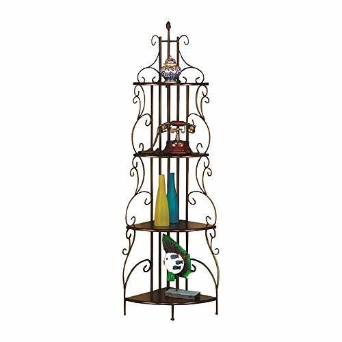4-Shelf Corner Bookcase Cappuccino and Copper S6389