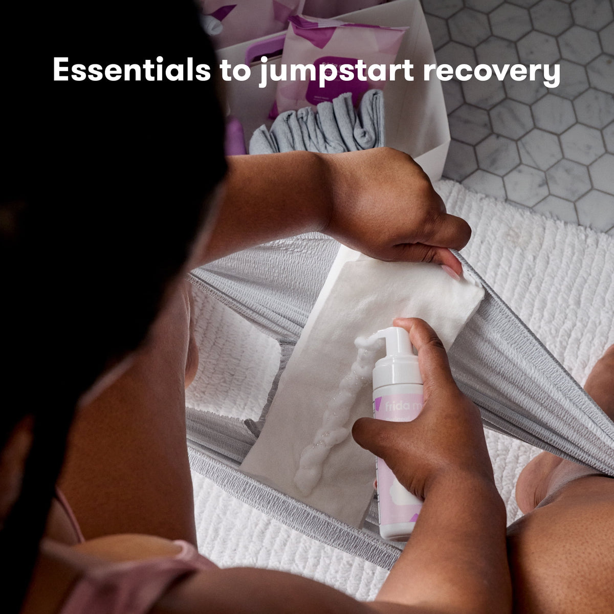 Postpartum Recovery Essentials Gift Set with Pads and Disposable Underwear, 4 Count D58854