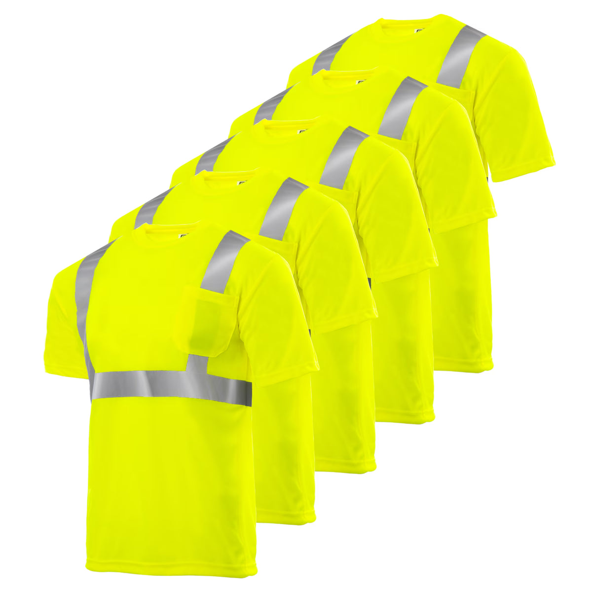5-Pack Hi-Vis Short-Sleeve Work Safety T-Shirt M8099