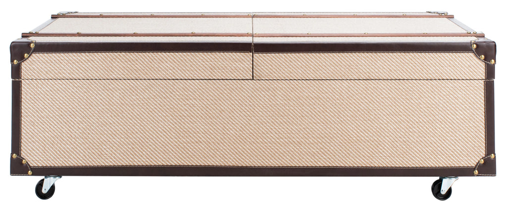 Beige Coffee Table Storage Trunk with Wine Rack I155561