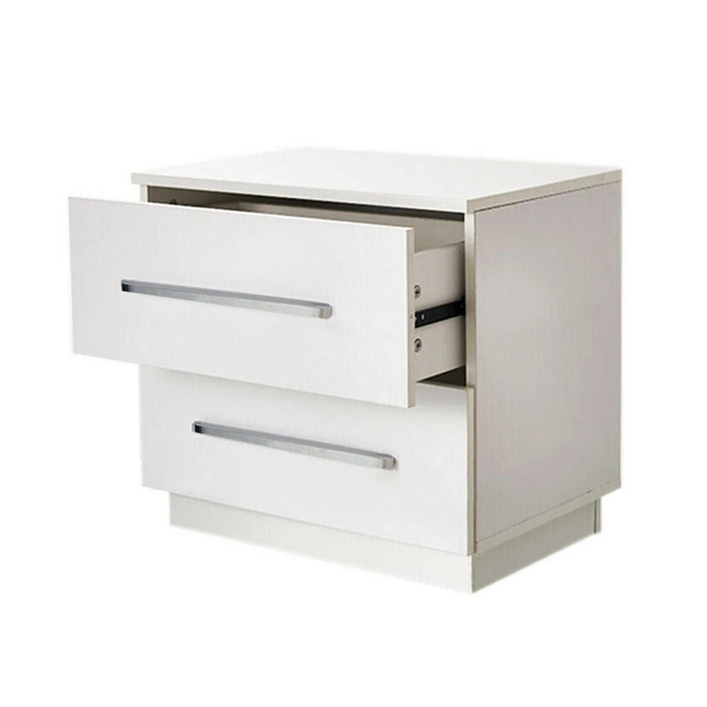 White High Gloss Nightstand with LED Light 2 Drawers P521