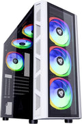 Mid Tower Gaming Case with 2 Tempered Glass Panel, 6 RGB Fans, White U381185