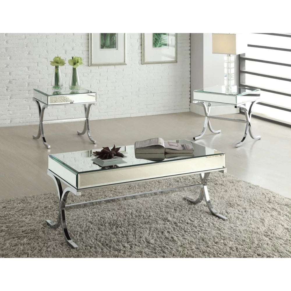 Mirrored Top Chrome Coffee Table S95049