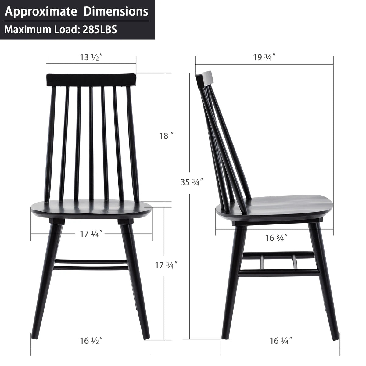 Black Wood Dining Chairs Set of 2 X96601