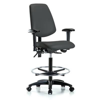 Charcoal Ergonomic Drafting Chair with Casters Q14873