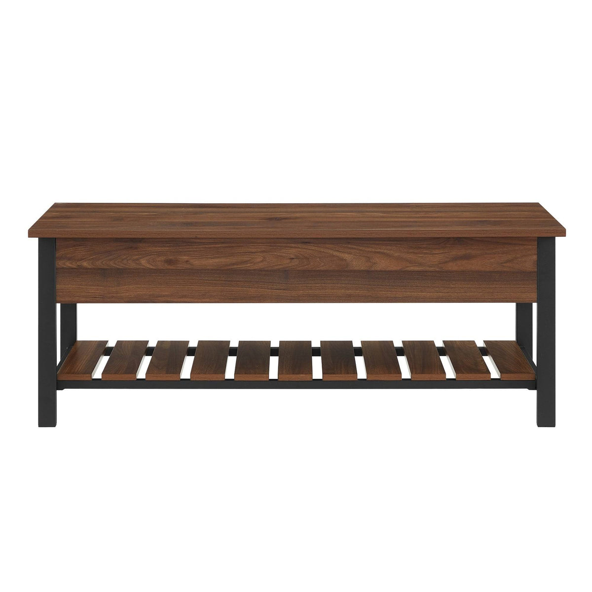 Dark Walnut Lift-Top Storage Bench D28055