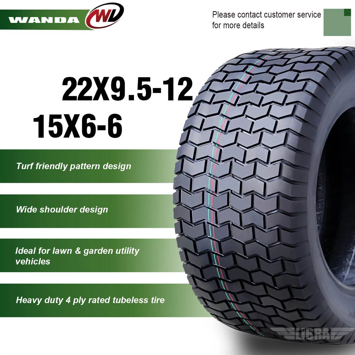 15X6-6 & 20X8-8 Lawn Mower Tractor Turf Tires Set 4 N4830