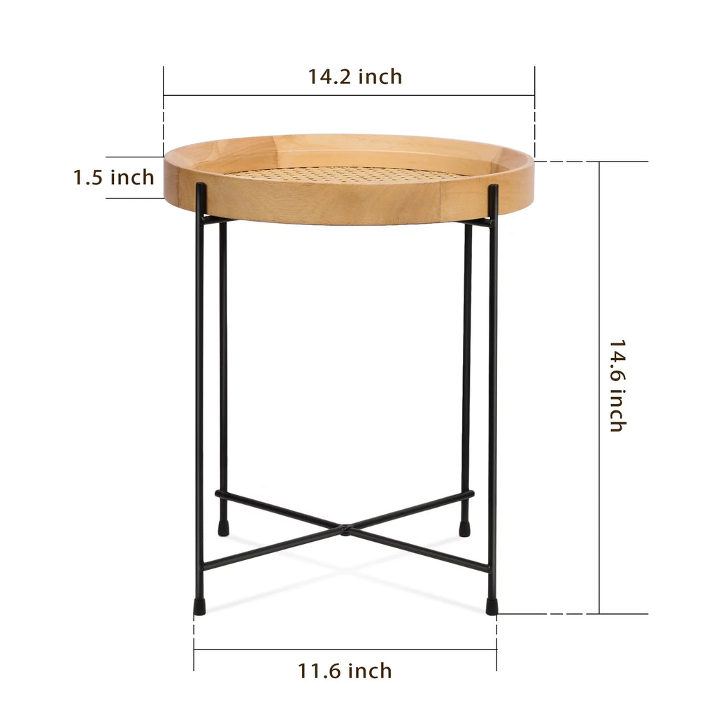 14.2" Round Rattan End Side Table L33040