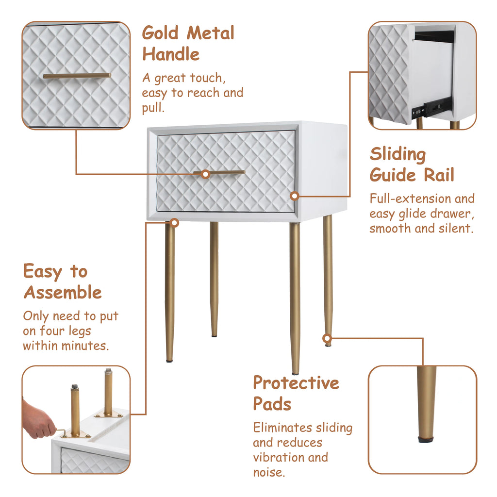 White Drawer Nightstand G265857