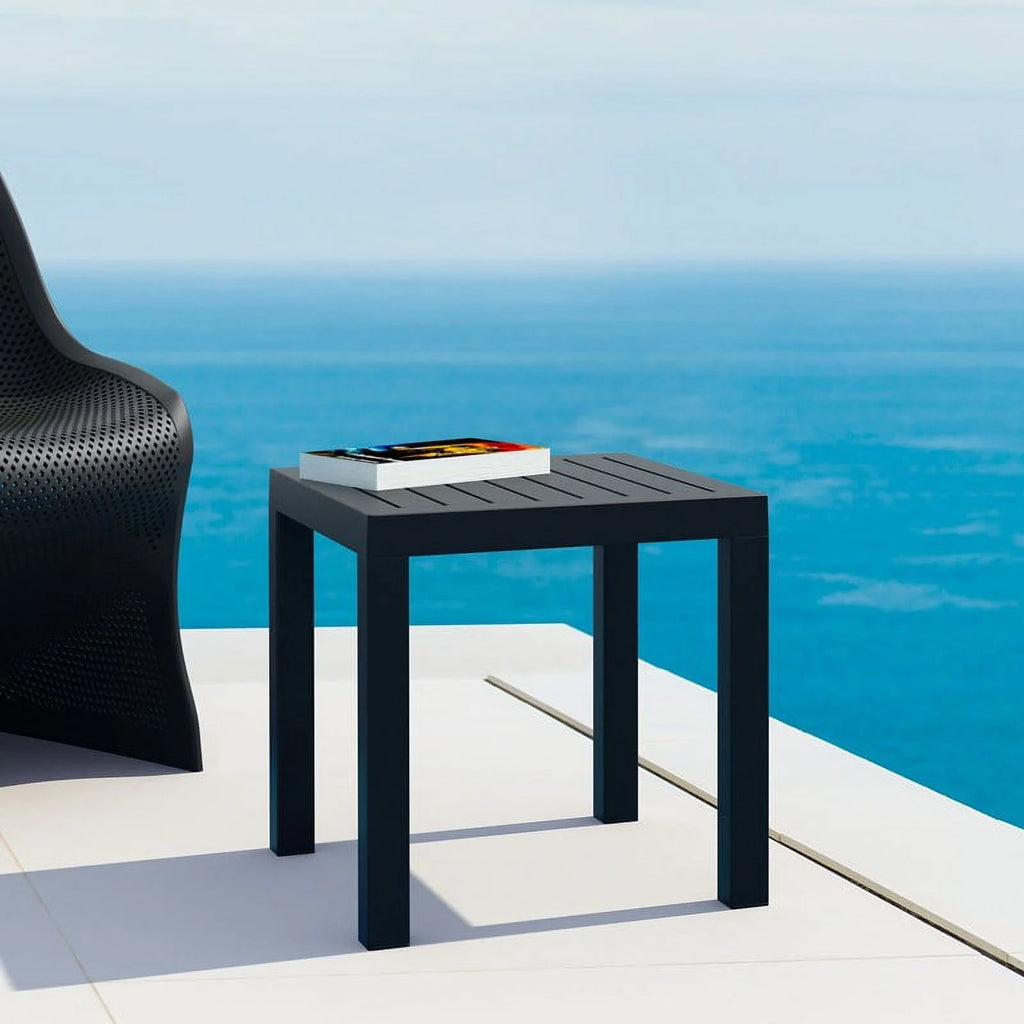 Black 2 Piece Resin Patio Side Table Set T19053