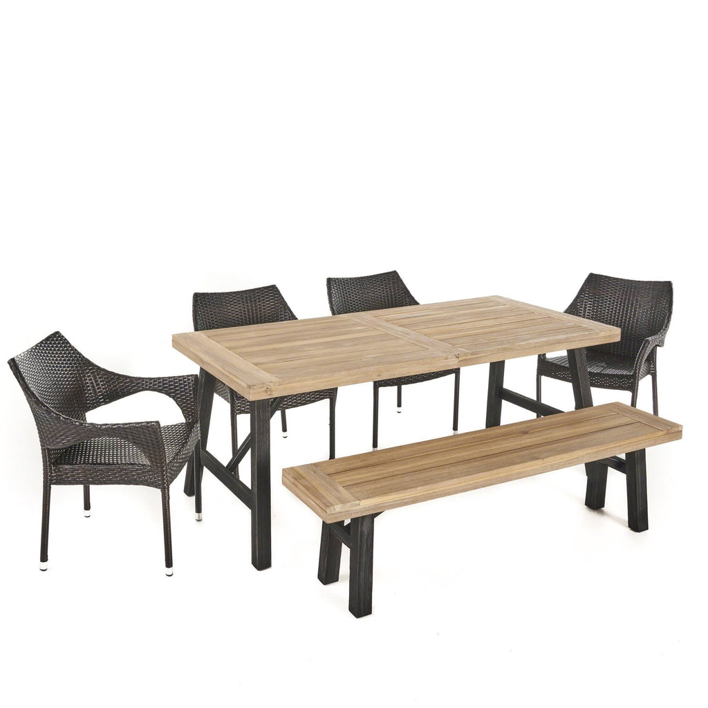 6pc Acacia & Wicker Dining Set G7883