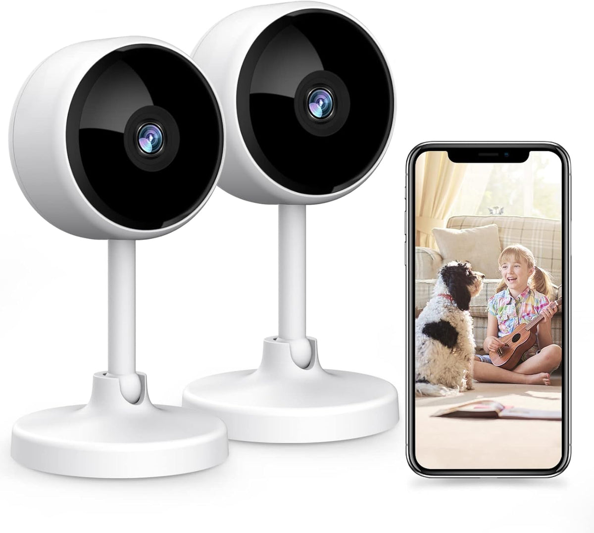 2 Pack 1080P Indoor Security Camera with Night Vision and 2-Way Audio G8006
