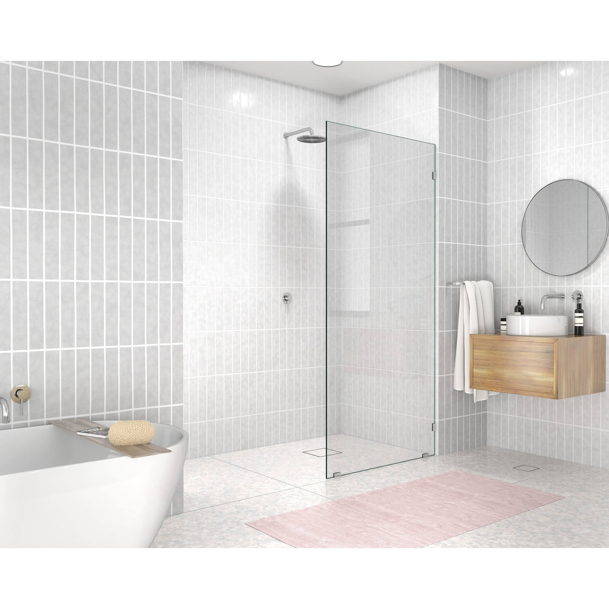 Frameless Shower Door, Polished Chrome H8469