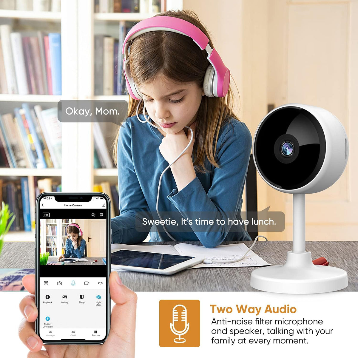2 Pack 1080P Indoor Security Camera with Night Vision and 2-Way Audio G8006