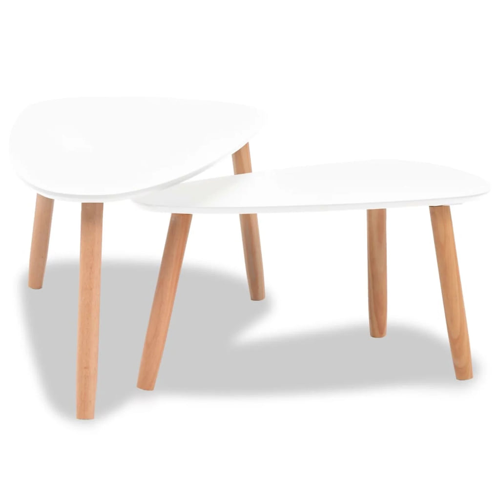 White 2 Piece Solid Pinewood Coffee Table Set A28980