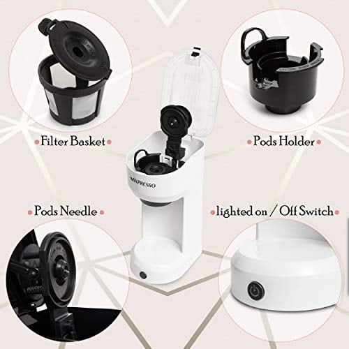 2 in 1 Single Serve Coffee Machine White 14 Oz F73312