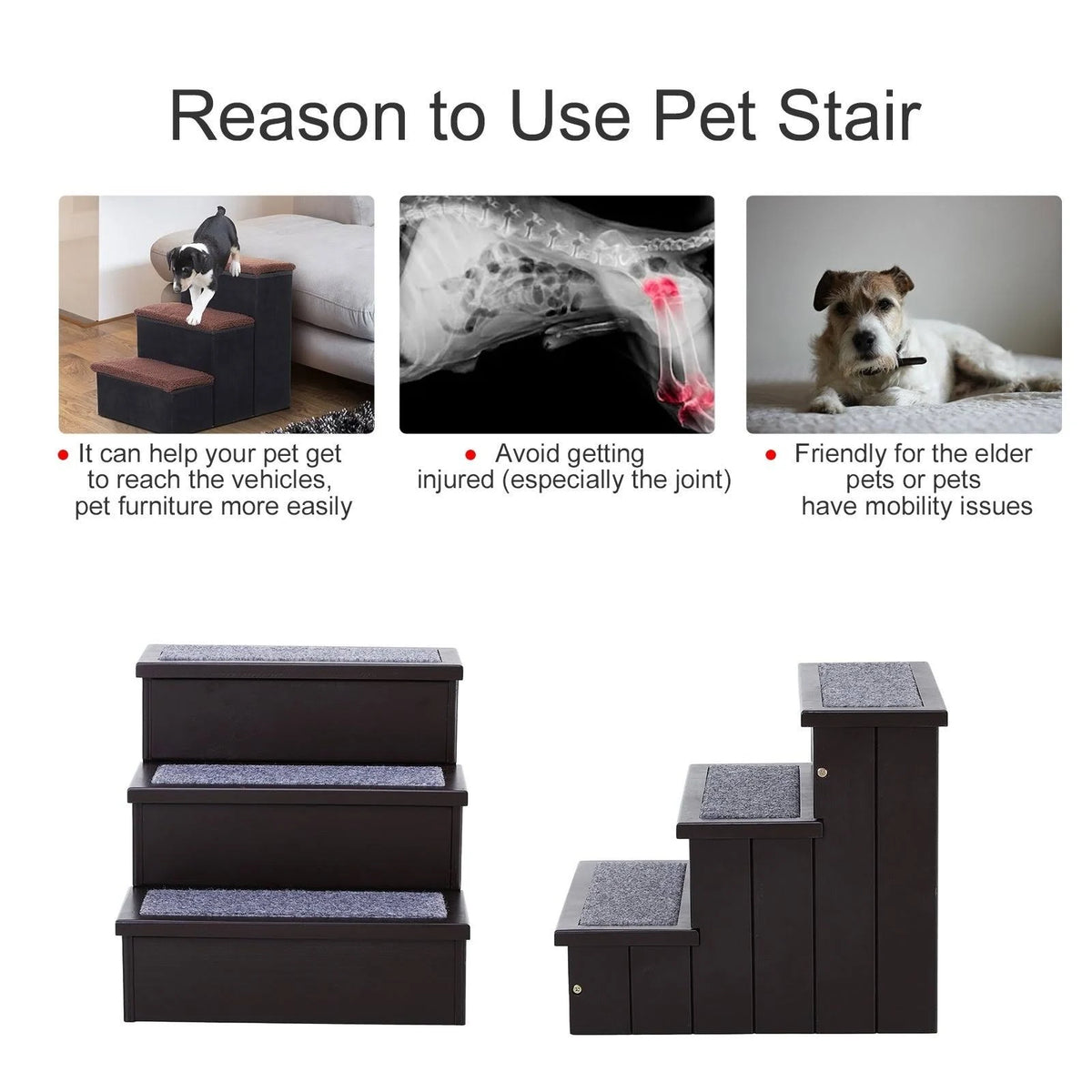 Brown Wooden Pet Stairs Ramp M45262