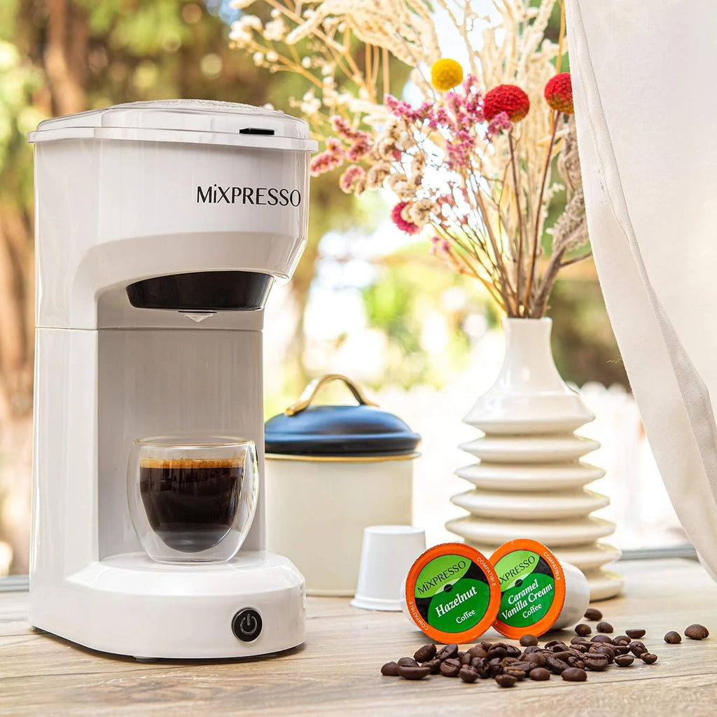 2 in 1 Single Serve Coffee Machine White 14 Oz F73312