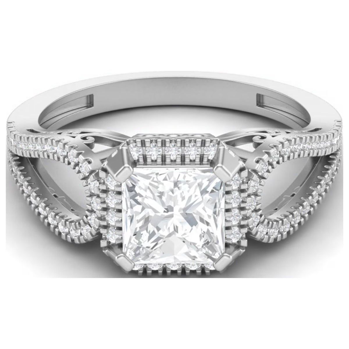 2.5 Carat Square Moissanite E Color VS1 Clarity 925 Sterling Silver Ring U955544