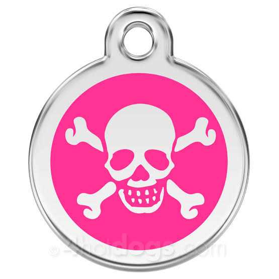 Enamel Pet ID Tag Skull & Cross Bone W420