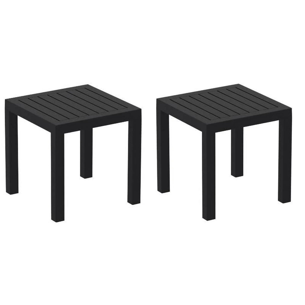 Black 2 Piece Resin Patio Side Table Set T19053
