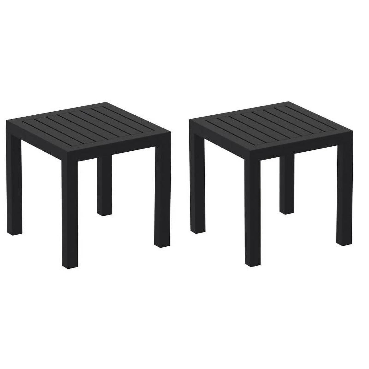 Black 2 Piece Resin Patio Side Table Set T19053