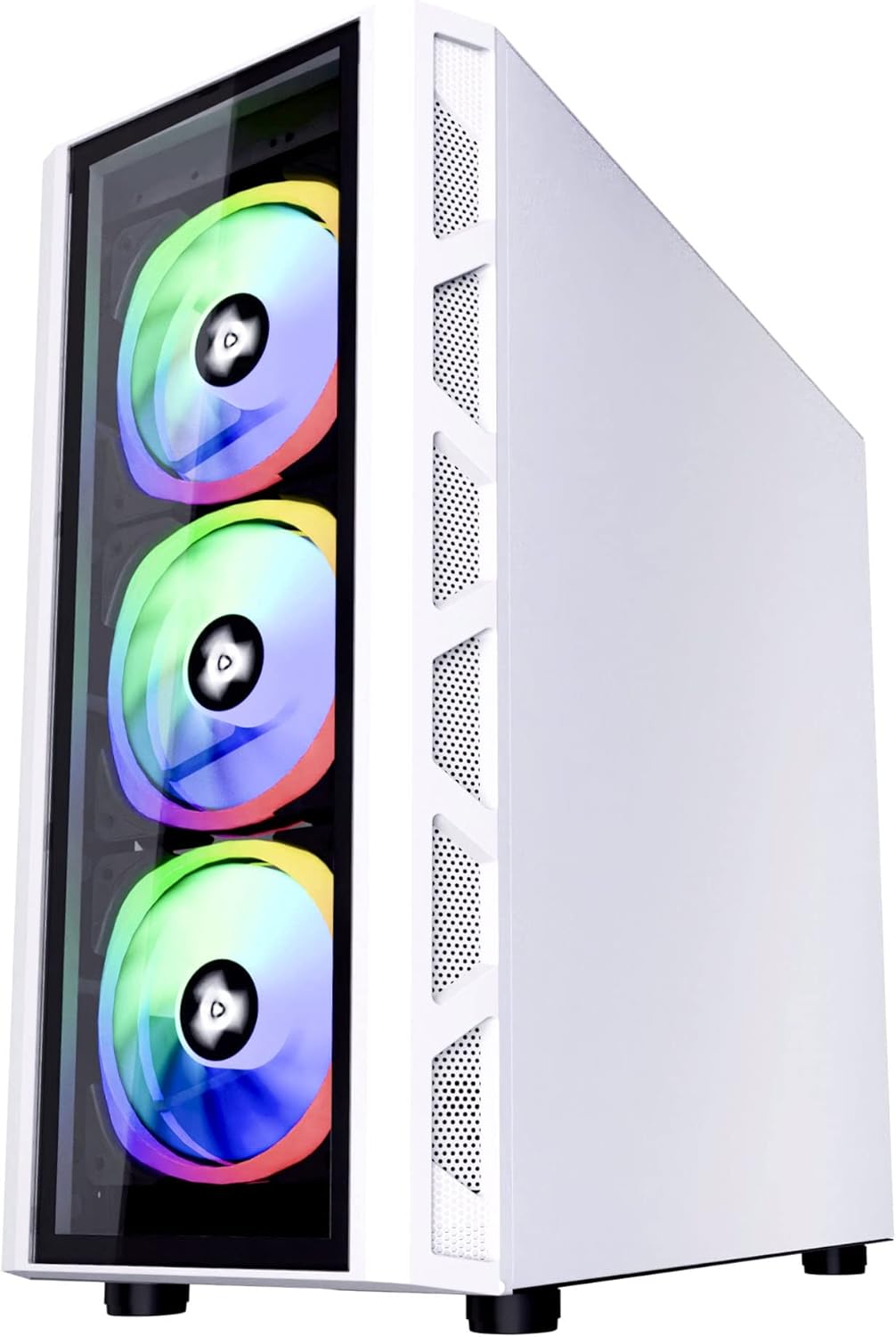 Mid Tower Gaming Case with 2 Tempered Glass Panel, 6 RGB Fans, White U381185