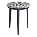 Round End Table in Black Iron Resin and Bone E595127