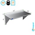 24" Long x 10" Deep Stainless Steel Wall Shelf G15116