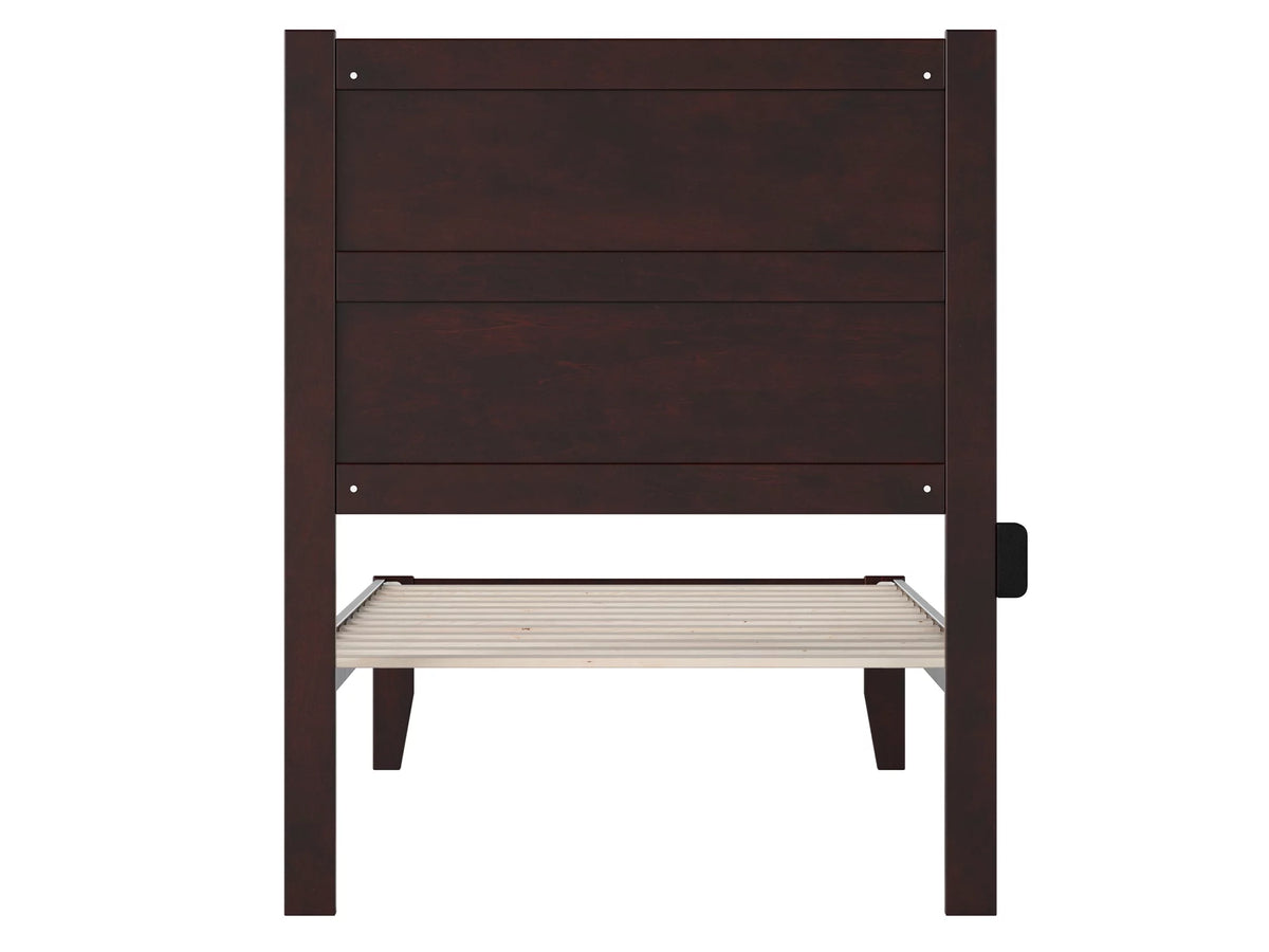Twin Wood Platform Bed Frame with Panel Headboard D757