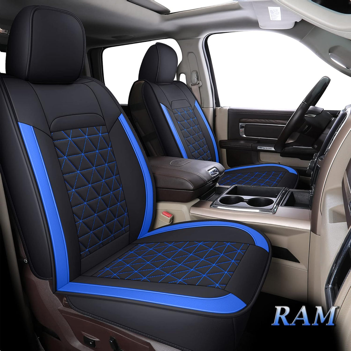 Red Waterproof Leather Seat Cover Protectors for RAM 1500 2500 3500 J452