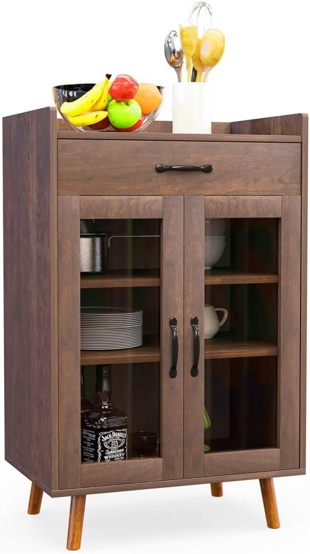 Brown Glass Door Storage Cabinet Z145