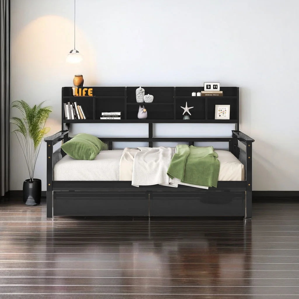 Full Size Bed Frame with Storage and 2 Drawers G674