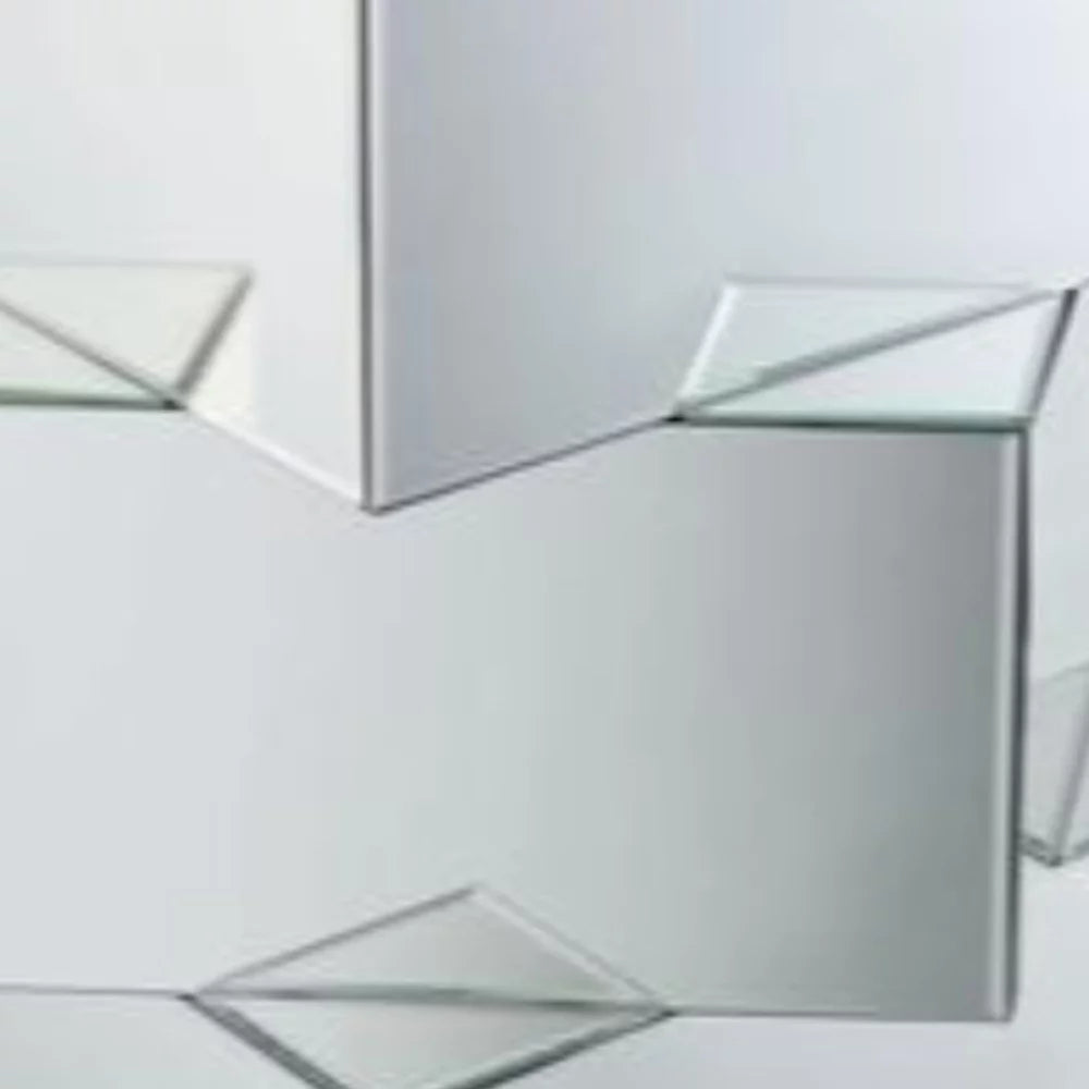 Mirror and Glass End Table with Geometrical Base S623660