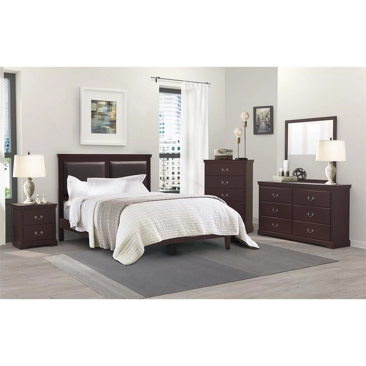 Cherry 2-Drawers Traditional Wood Nightstand A315