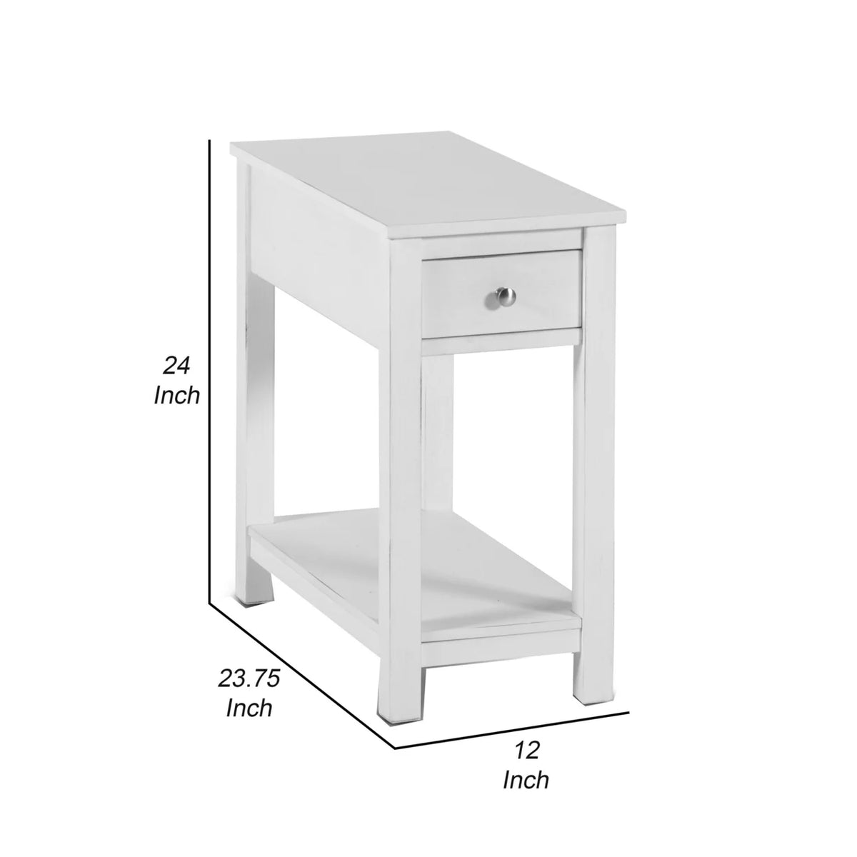 24 Inch Side End Table with Drawer and Shelf W637