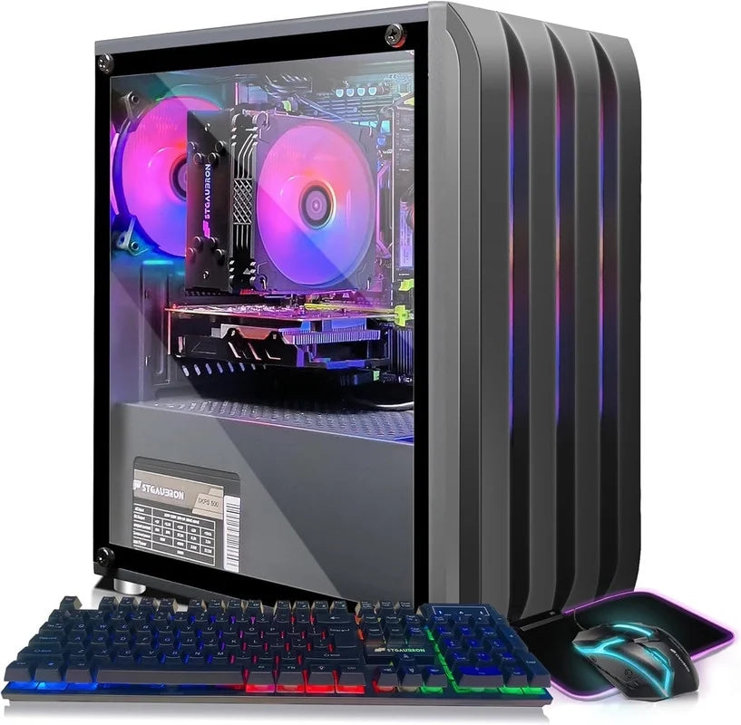 Gaming Desktop PC, Intel Xeon E5 2.5G, 16G RAM, 512G SSD, Radeon RX 550 4G, RGB Fan x 3 W401603