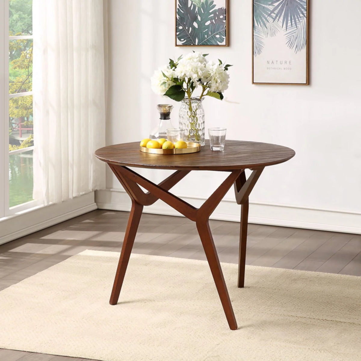 Adjustable Round Wood Dining Coffee Table P19453