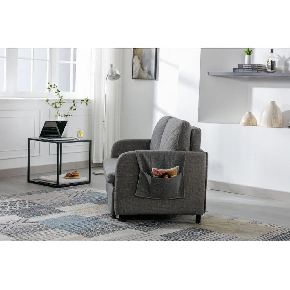 Velvet Convertible Sleeper Sofa Bed with 2 Pillows V913695