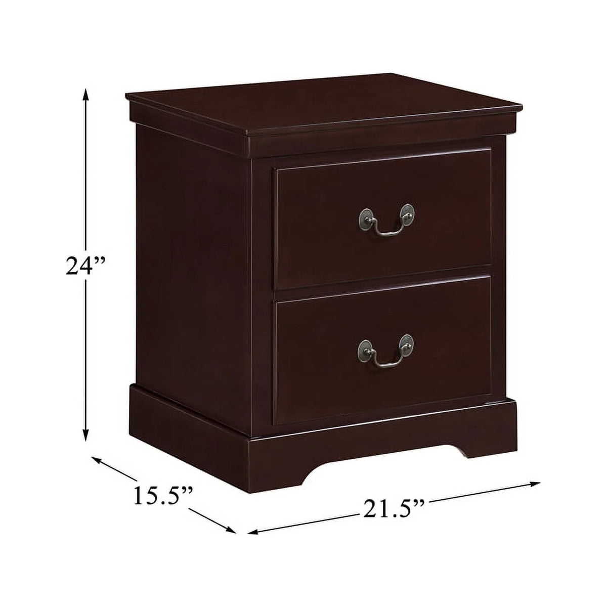 Cherry 2-Drawers Traditional Wood Nightstand A315