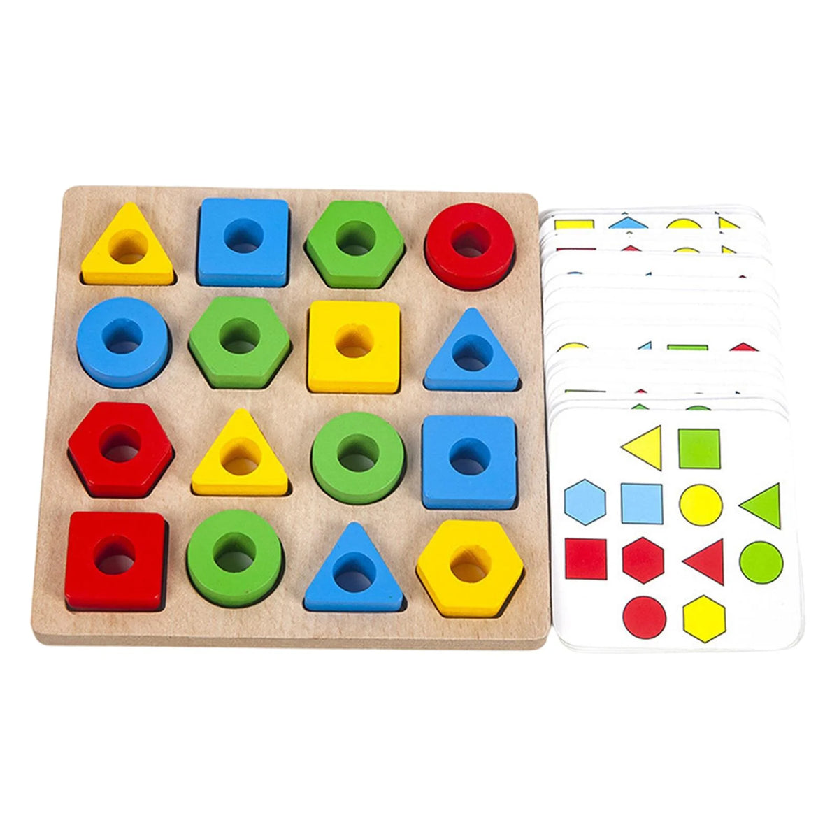 Wood Geometric Shape Matching Stacking Toys Educational Toys for Toddlers J97455